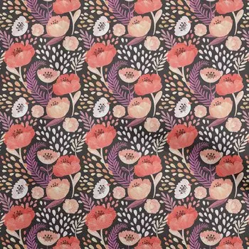 oneOone Cotton Flex Черная ткань Flora Ткань для шитья Печатная ремесленная ткань в ярдах 40 дюймов 42 Inch Wide - Viscose Chiffon чёрный