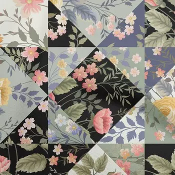 oneOone Cotton Flex Черная ткань с цветочным принтом Материал платья Ткань Ткань с принтом в ярдах 40 дюймов 42 Inch Wide - Viscose Chiffon бежевый