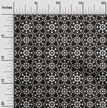 oneOone Cotton Flex Черная ткань с цветочным принтом и плиткой Марокканские швейные ремесленные проекты Печать на ткани на метр 40 дюймов 42 Inch Wide - Viscose Chiffon бежевый