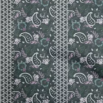 oneOone Cotton Flex Dark Teal Blue Fabric Asian Paisley Sewing Material Print Fabric By The Yard 40 Inch 42 Inch Wide - Viscose Chiffon тил зеленый