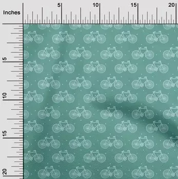 oneOone Cotton Flex Fabric Dot & Bicycle Block Print Sewing Fabric BTY 40 Inch 42 Inch - Viscose Chiffon кадет синий