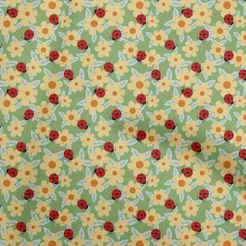 oneOone Cotton Flex Груша Зеленая Ткань Птица Божья коровка Швейный Материал Ткань Печать Ткань По Двору 40 Дюймов 42 Inch Wide - Viscose Chiffon грушевый