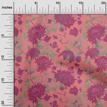 oneOone Cotton Flex Light Green Fabric Leaves & Floral Artistic Dress Material Fabric Print Fabric By The Yard 40 Inch 42 Inch Wide - Viscose Chiffon глубоко персикового