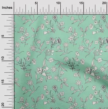 oneOone Cotton Flex Light Mint Green Fabric Листья и цветочные художественные принадлежности для квилтинга Печать Швейная ткань By The Yard 40 дюймов 42 Inch Wide - Viscose Chiffon аква голубой