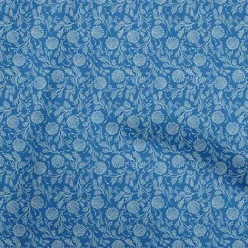 oneOone Cotton Flex Medium Blue Fabric Asian Block Материал платья Ткань Ткань с принтом в ярдах 40 дюймов 42 Inch Wide - Viscose Chiffon маджента