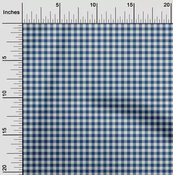 oneOone Cotton Flex Medium Blue Fabric Check Check Материал платья Ткань Ткань с принтом на метр 40 дюймов 42 Inch Wide - Viscose Chiffon оливковое зеленый