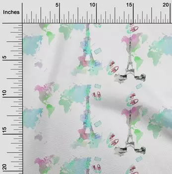 oneOone Cotton Flex Мятно-зеленая ткань Обувь |Эйфелева башня & Карта Путешествия Стеганые принадлежности Печать Швейная ткань По Двору 40 дюймов 42 Inch Wide - Viscose Chiffon мятный зеленый