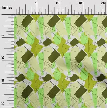 oneOone Cotton Flex Olive Green Fabric Triangle & Brush Stroke Abstract Diy Clothing Quilting Fabric Print Fabric By Yard 40 Inch 42 Inch Wide - Viscose Chiffon розовый