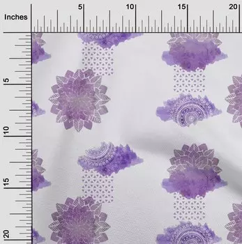 oneOone Cotton Flex Пыльная фиолетовая ткань Треугольник и мандала Акварель Платье Материал Ткань Принт Ткань По Двору 40 дюймов 42 Inch Wide - Viscose Chiffon персиковый