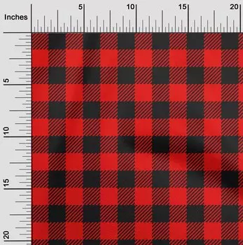 oneOone Cotton Flex Red Fabric Check Швейный материал Ткань с принтом в ярдах 40 дюймов 42 Inch Wide - Viscose Chiffon красный