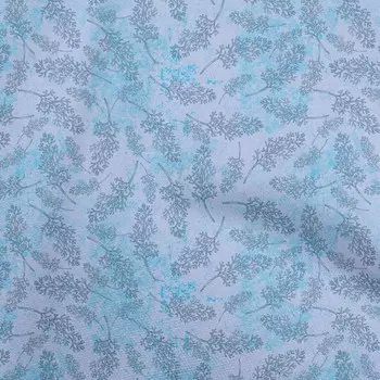 oneOone Cotton Flex Серовато-фиолетовая ткань Листья Ремесленные проекты Декор Ткань с принтом во дворе 40 дюймов 42 Inch Wide - Viscose Chiffon средний синий