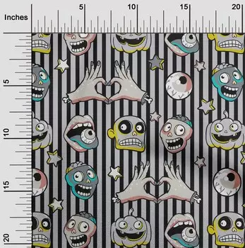 oneOone Cotton Flex Светло-серая ткань Швейный материал с изображением черепа Ткань с принтом в ярдах 40 дюймов 42 Inch Wide - Viscose Chiffon кремовый