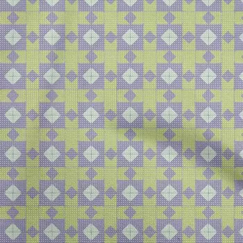 oneOone Cotton Flex Светло-зеленая ткань Геометрическая плитка Ромб с перекрестным швейным материалом Ткань с принтом По Двору 40 дюймов 42 Inch Wide - Viscose Chiffon светло-зеленый