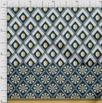 oneOone Cotton Flex Темно-бирюзовая синяя ткань Геометрическая панель Швейная ткань По двору Печатная DIY Одежда Швейные принадлежности 40 дюймов 42 Inch Wide - Viscose Chiffon чёрный