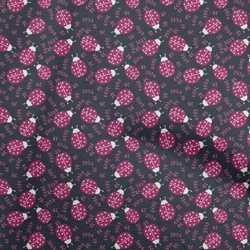 oneOone Cotton Flex Темно-синяя ткань Птица Божья коровка Швейный материал Ткань с принтом Ткань По Двору 40 дюймов 42 Inch Wide - Viscose Chiffon темно-синий