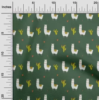 oneOone Cotton Flex Темно-зеленая ткань Кактус и овца Ремесленные проекты Декоративная ткань с принтом Yard 40 дюймов 42 Inch Wide - Viscose Chiffon аквамарин