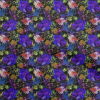 oneOone Cotton Poplin Blue Fabric Tropical Watercolor Diy Clothing Quilting Fabric Print Fabric By Yard 42 Inch 42 Inch Wide - Viscose Chiffon синий