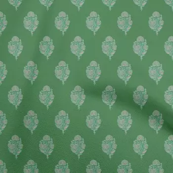 oneOone Cotton Poplin Green Fabric Asian Block Print Craft Projects Decor Fabric Printed By The Yard 42 Inch 42 Inch Wide - Viscose Chiffon средний фиолетовый