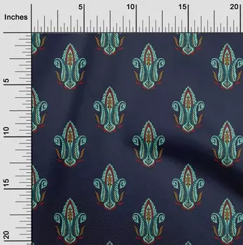 oneOone Гибкая хлопковая ткань темно-синего цвета с листьями и блоками пейсли. Швейные поделки. Принты на тканях в ярдах, 40 дюймов. 42 Inch Wide - Viscose Chiffon baby голубой