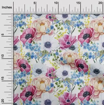 oneOone Хлопчатобумажная гибкая светло-розовая ткань Цветочный художественный швейный материал Ткань с принтом в ярдах 40 дюймов 42 Inch Wide - Viscose Chiffon бежевый