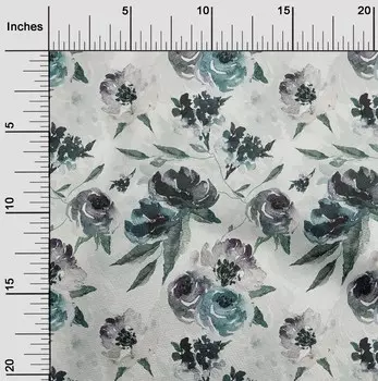 OneOone Хлопковая батистовая голубая ткань с цветами, одежда своими руками, стеганая ткань с принтом, ткань в ярдах, 42 дюйма 42 Inch Wide - Viscose Chiffon baby голубой