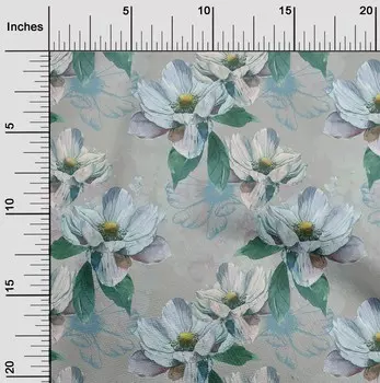 OneOone Хлопковая батистовая пыльно-серая ткань с цветочным принтом, одежда своими руками, стеганая ткань с принтом, ткань в ярдах, 42 дюйма 42 Inch Wide - Viscose Chiffon серый