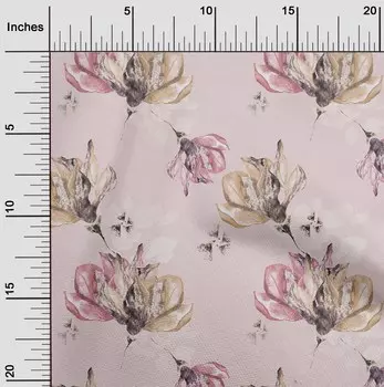 OneOone Хлопковая батистовая светло-розовая ткань с цветочным принтом, материал для шитья, ткань с принтом в ярдах, 42 дюйма 42 Inch Wide - Viscose Chiffon светло-розовый