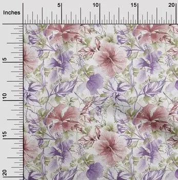 OneOone Хлопковая батистовая ткань пыльно-серого цвета, ткань с листьями и цветами, цветочная ткань для шитья, ткань для рукоделия с принтом во дворе, 42 дюйма 42 Inch Wide - Viscose Chiffon серый