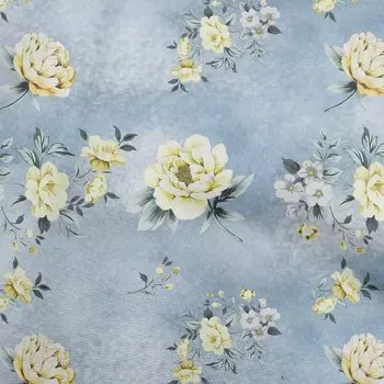 OneOone Хлопковая батистовая ткань серовато-синего цвета с цветочным принтом и текстурой Швейная ткань во дворе с принтом «сделай сам» Принадлежности для шитья одежды 42 дюйма 42 Inch Wide - Viscose Chiffon салатный