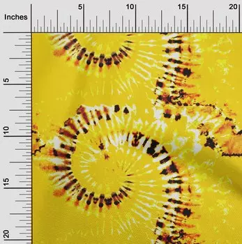 oneOone Хлопковая батистовая желтая ткань с принтом тай-дай Материал платья Ткань с принтом в ярдах 42 дюйма 42 Inch Wide - Viscose Chiffon жёлтый
