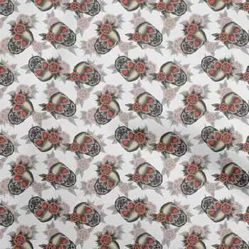 oneOone хлопковая гибкая белая ткань с изображением черепа, принадлежности для квилтинга, ткань для шитья с принтом в ярдах, 40 дюймов 42 Inch Wide - Viscose Chiffon белый