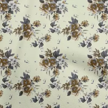 oneOone Хлопковая гибкая бежевая ткань с цветочным принтом Материал платья Ткань с принтом Ткань в ярдах 40 дюймов 42 Inch Wide - Viscose Chiffon синий