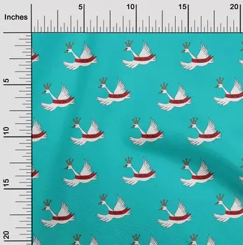 OneOone Хлопковая гибкая бирюзово-синяя ткань, материал для шитья с белой птицей, ткань с принтом в ярдах, 40 дюймов 42 Inch Wide - Viscose Chiffon чёрный