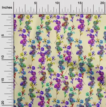 OneOone Хлопковая гибкая бледно-желтая ткань с цветочным принтом Ткань для рукоделия с принтом в ярдах 40 дюймов 42 Inch Wide - Viscose Chiffon жёлтый
