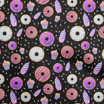 OneOone Хлопковая гибкая черная ткань Kawai для поделок, декоративная ткань с принтом во дворе, 40 дюймов 42 Inch Wide - Cotton Cambric чёрный