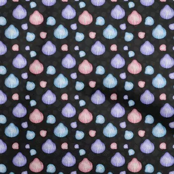 OneOone хлопковая гибкая черная ткань океанская акварель морская ракушка швейный материал ткань с принтом в ярдах 40 дюймов 42 Inch Wide - Viscose Chiffon чёрный