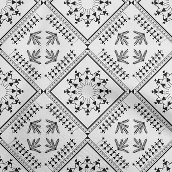 OneOone Хлопковая гибкая черная ткань с азиатскими цветочными блоками, швейный материал, ткань с принтом от The Yard, 40 дюймов 42InchWide-ViscoseChiffon чёрный