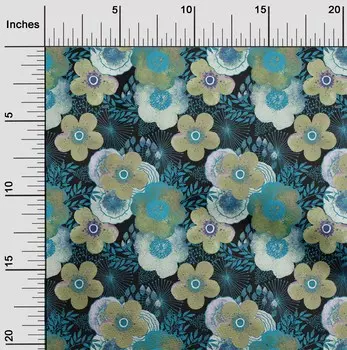 OneOone Хлопковая гибкая черная ткань с цветочным принтом. Вышивание поделок. Тканевые принты в ярдах, 40 дюймов. 42 Inch Wide - Viscose Chiffon бежевый