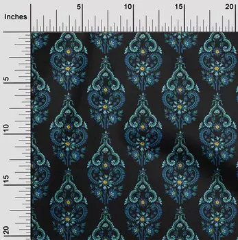 oneOone хлопковая гибкая черная ткань с листьями и цветочным блоком, сделай сам, одежда, стеганая ткань, ткань с принтом, 40 дюймов в ярдах 42 Inch Wide - Viscose Chiffon аква голубой