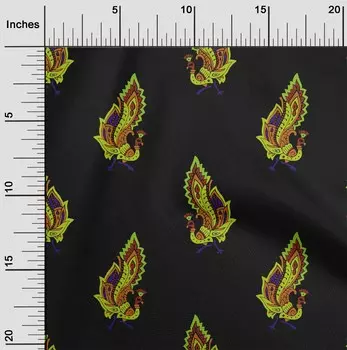 OneOone Хлопковая гибкая черная ткань с павлиньим блоком, швейные поделки, принты на ткани в ярдах, 40 дюймов 42 Inch Wide - Viscose Chiffon тил зеленый