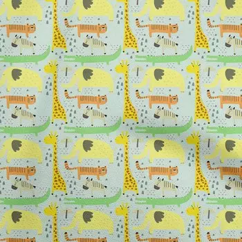 OneOone Хлопковая гибкая голубая ткань для детей, поделки с животными, декоративная ткань с принтом во дворе, 40 дюймов 42InchWide-ViscoseChiffon синий