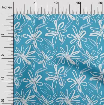 OneOone Хлопковая гибкая голубая ткань с цветочным принтом Ткань для рукоделия с принтом в ярдах 40 дюймов 42 Inch Wide - Viscose Chiffon светло-синий