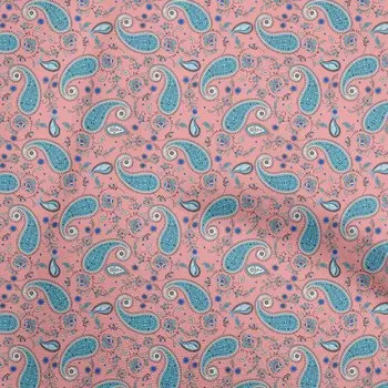 oneOone Хлопковая гибкая голубая ткань с рисунком пейсли Материал платья Ткань с принтом Ткань в ярдах 40 дюймов 42 Inch Wide - Viscose Chiffon синий