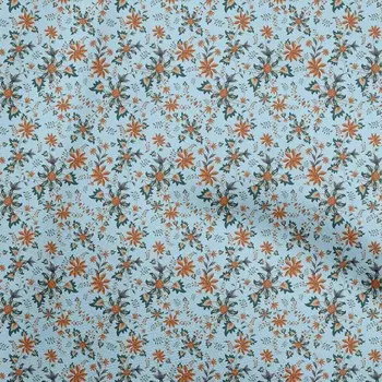 oneOone Хлопковая гибкая голубая ткань Якобинский материал для платья с цветочным принтом Ткань с принтом в ярдах 40 дюймов 42 Inch Wide - Viscose Chiffon серый