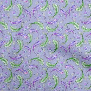 oneOone хлопковая гибкая голубовато-фиолетовая ткань азиатская японская рыба кои ткань для шитья ремесленная ткань с принтом в дворе 40 дюймов 42InchWide-ViscoseChiffon синий