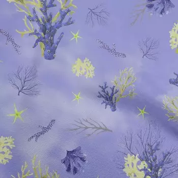 OneOone Хлопковая гибкая голубовато-фиолетовая ткань с морскими кораллами, принадлежности для шитья с принтом, ткань для шитья во дворе, 40 дюймов 42 Inch Wide - Viscose Chiffon аметист