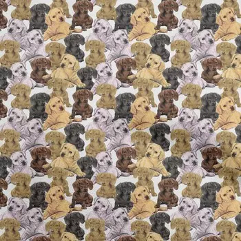 OneOone Хлопковая гибкая коричневая ткань для шитья с изображением собаки, ткань с принтом в ярдах, 40 дюймов 42 Inch Wide - Viscose Chiffon коричневый