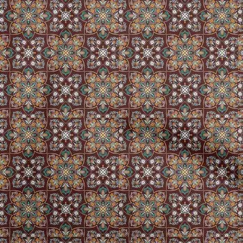 OneOone Хлопковая гибкая коричневая ткань с азиатскими орнаментами, цветочная плитка, ремесленные проекты, декоративная ткань с принтом во дворе, 40 дюймов 42 Inch Wide - Viscose Chiffon бежевый