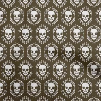 oneOone Хлопковая гибкая коричневая ткань Швейный материал с изображением черепа Ткань с принтом в ярдах 40 дюймов 42 Inch Wide - Viscose Chiffon чёрный