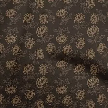 oneOone Хлопковая гибкая коричневая ткань в горошек с цветочным принтом Материал ткани Ткань с принтом в ярдах 40 дюймов 42 Inch Wide - Viscose Chiffon коричневый